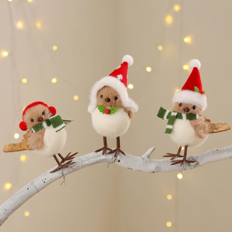 Santa Hat Plush - Рождественские плюшевые украшения в виде птиц