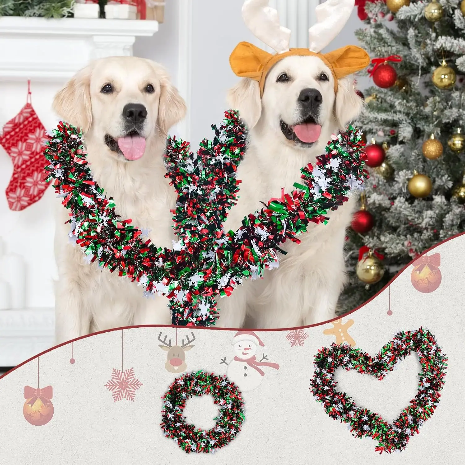 2 м Рождественская снежинка с  – обзор и цена Tinsel Garland Decoration