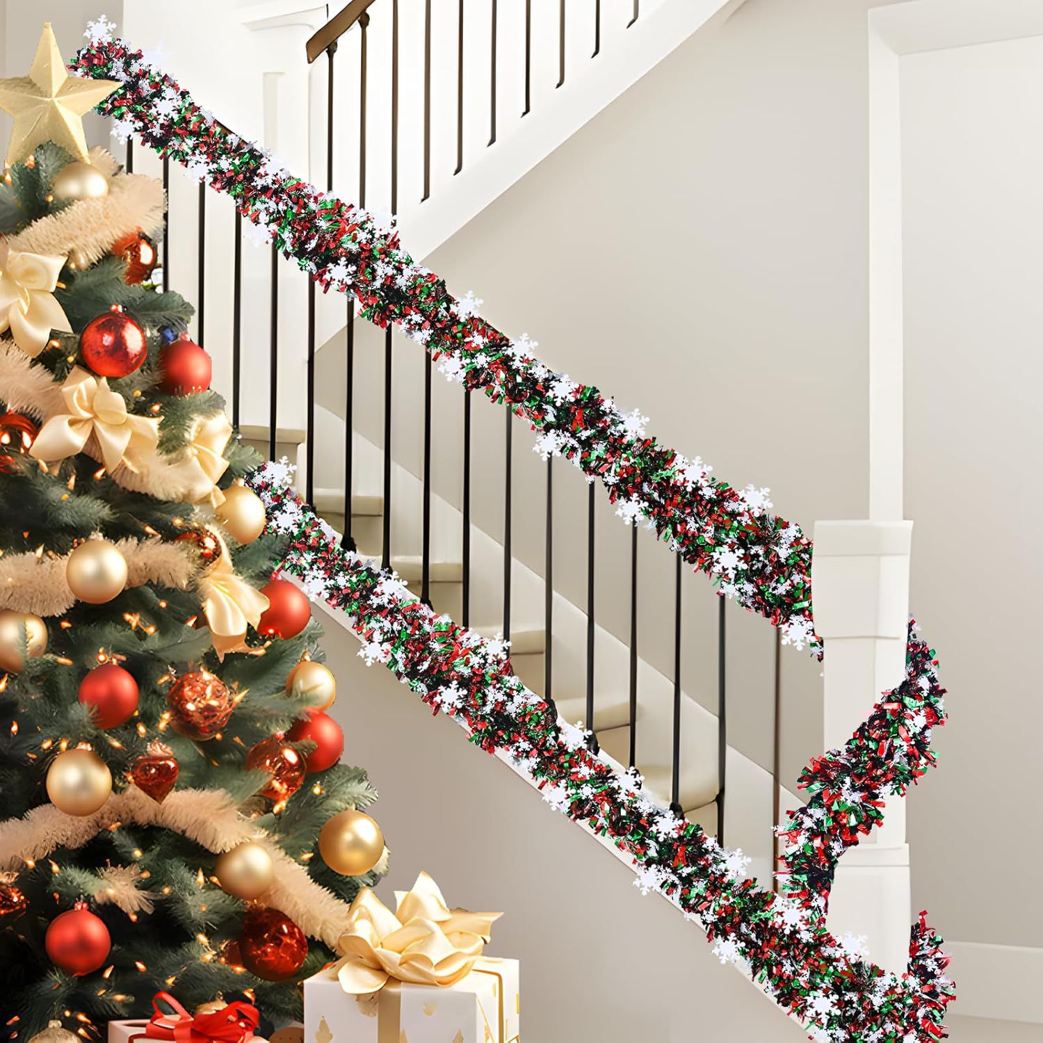 2 м Рождественская снежинка с  – обзор и цена Tinsel Garland Decoration