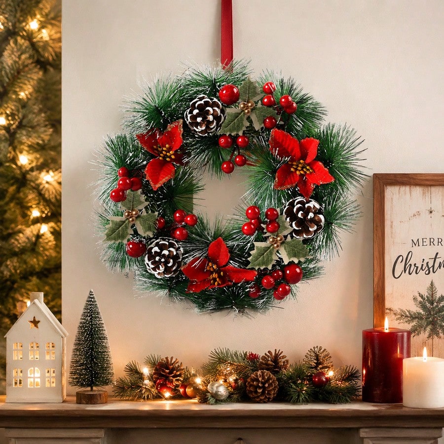 1 шт. Рождественский венок для – обзор и цена Christmas Wreath Fake