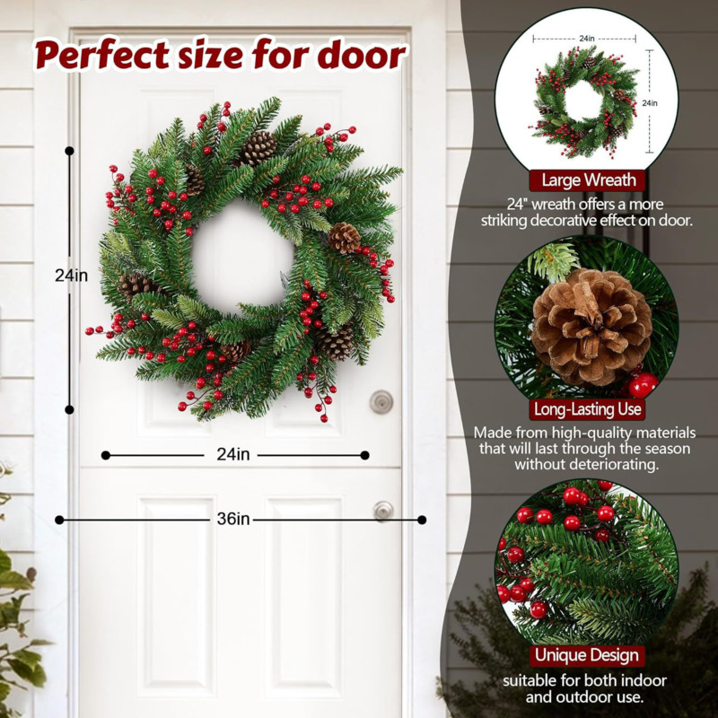 50 см искусственный рождествен – обзор и цена Christmas Wreath Fake
