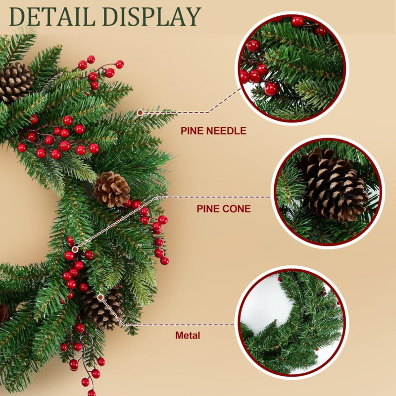 50 см искусственный рождествен – обзор и цена Christmas Wreath Fake